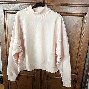 BNWOT Women's Calia Mock Neck Textured Golf Pink Sweatshirt Large Roomy Fit